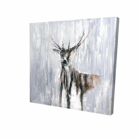 FONDO 12 x 12 in. Winter Abstract Deer-Print on Canvas FO2789801